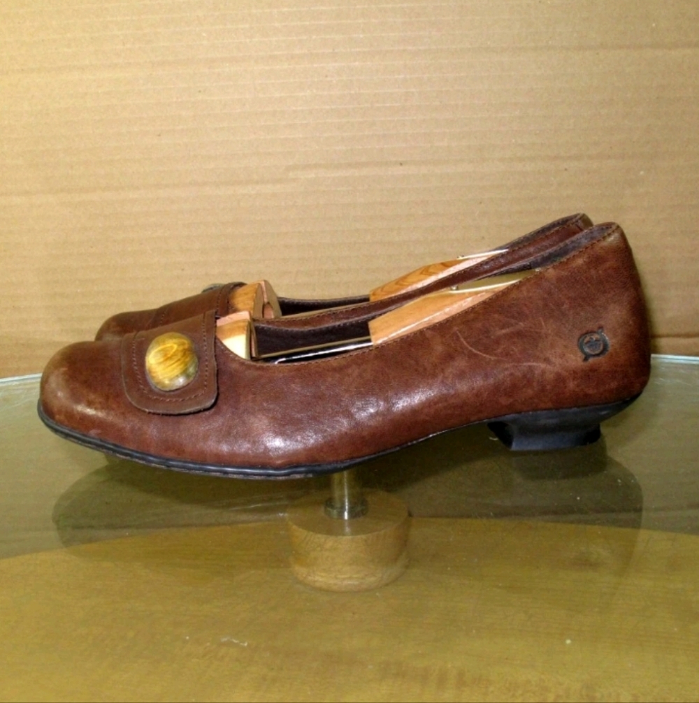 BORN CROWN Women's Loafer Flats Brown Leather, Women's Size 9